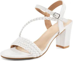 HARENCE Heels for Women Dressy Sandals: Womens Open Toe Ankle Strap Block Chunky Heeled Sandal Dress Shoes for Wedding Prom Party Work