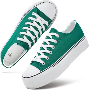 hash bubbie Platform Sneakers for Women White Platform Shoes Low Top Tennis Shoes Non Slip Black Fashion Canvas Sneakers