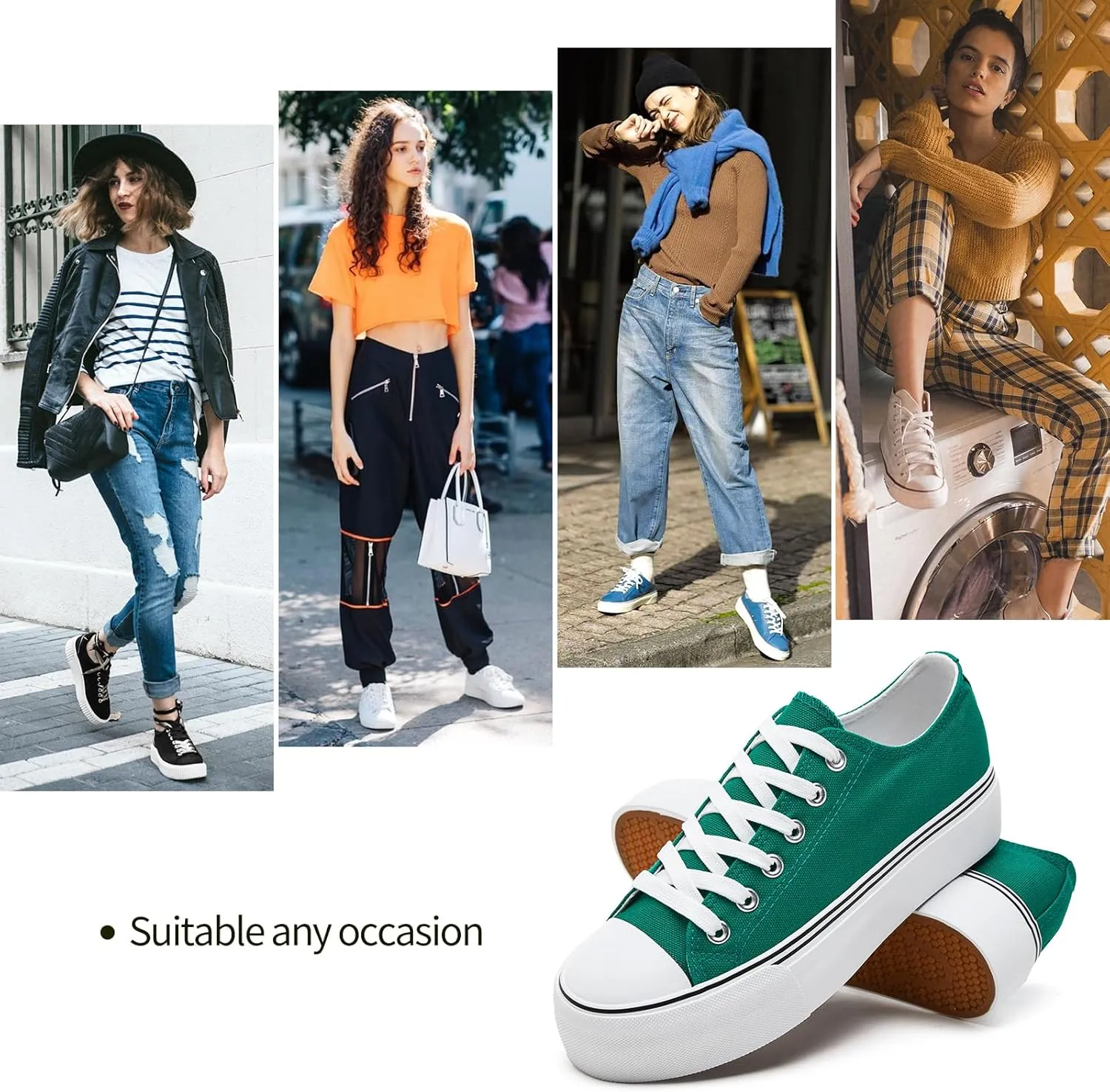 hash bubbie Platform Sneakers for Women White Platform Shoes Low Top Tennis Shoes Non Slip Black Fashion Canvas Sneakers
