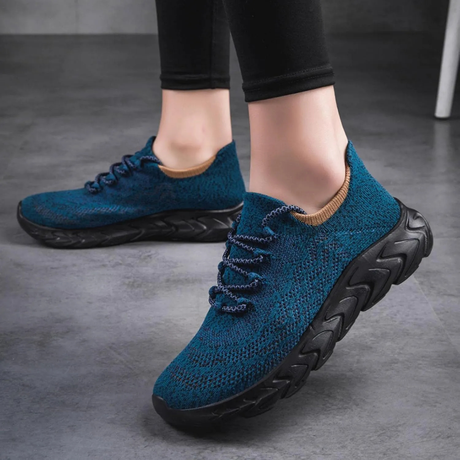 Hbeylia Men's Mesh Lace Up Sneakers Memory Foam Walking Hiking Trainning Shoes Lightweight Comfortable Anti Skid Running Athletic Rider Sport Shoes Fashion Sneakers For Men
