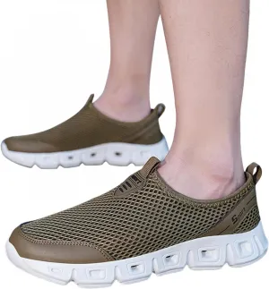 Hbeylia Men's Running Sneakers Breathable Lightweight Mesh Slip On Sport Athletic Tennis Walking Workout Gym Anti Skid Flat Bottom Walking Driving Shoes Running Hiking Jogging Shoes For Male