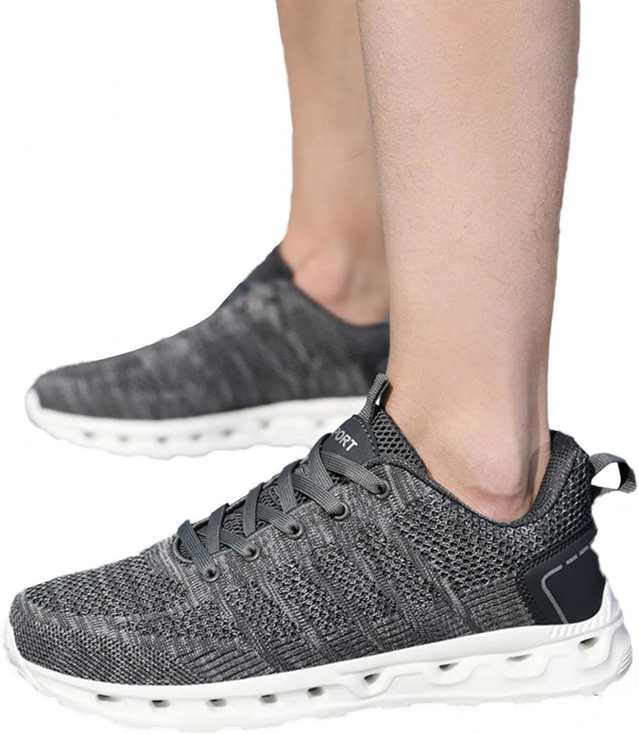 Hbeylia Tennis Athletic Running Shoes For Men Fashion Casual Lace Up Lightweight Non Slip Cushioned Sneakers Flats Low Top Memory Foam Hiking Sports Athletic Gym Jogging Tennis Trainer Shoes
