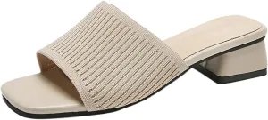 Heeled Sandals for Women Wide Width Open Toe Block Slip On Casual Chunky Low Heel Heeled Sandals Plantar Fasciitis Comfortable Walking Sandal