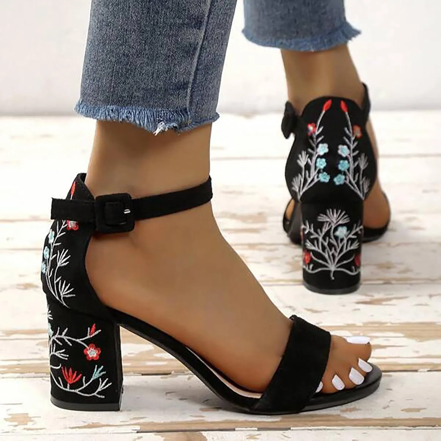 High Heels for Women Casual Chunky Sexy Open Toe Ankle Strap Work Shoes Dress Sandals Dating Shoes Womens Sandals with Heels Dressy