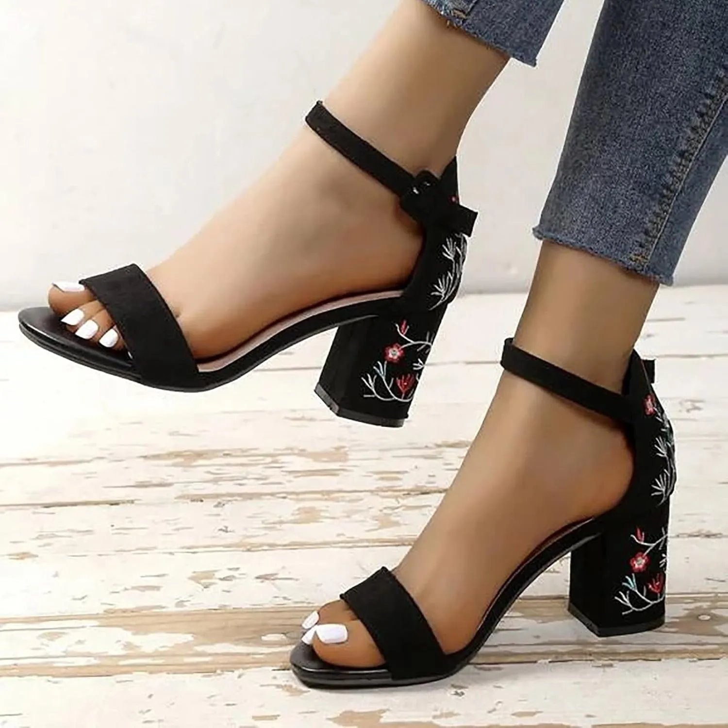 High Heels for Women Casual Chunky Sexy Open Toe Ankle Strap Work Shoes Dress Sandals Dating Shoes Womens Sandals with Heels Dressy