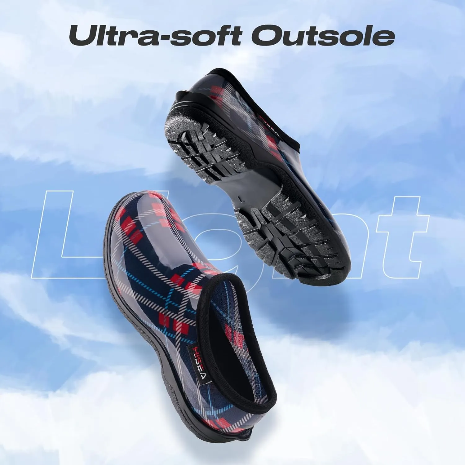 HISEA Waterproof Garden Shoe for Women Outdoor Slip-On Rain Boots Rubber Rain Shoes Short Ankle Booties and Garden Clogs with Comfort Insole