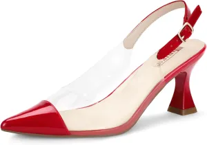 IDIFU IN3 Clear Kitten Heels Women's Pumps Closed Pointed Toe Slingback Low Short Heels Dress Shoes for Women Wedding Bridal Bridesmaid Prom Party Sexy Dressy Cute Trendy Pumps Shoes