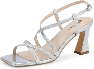 IDIFU IN3 Strappy Heels for Women Low Block Chunky Square Open Toe Kitten Heels Slingback Ankle Strap Dressy Wedding Bride Daily Party Comfortable Sexy Dress Shoes