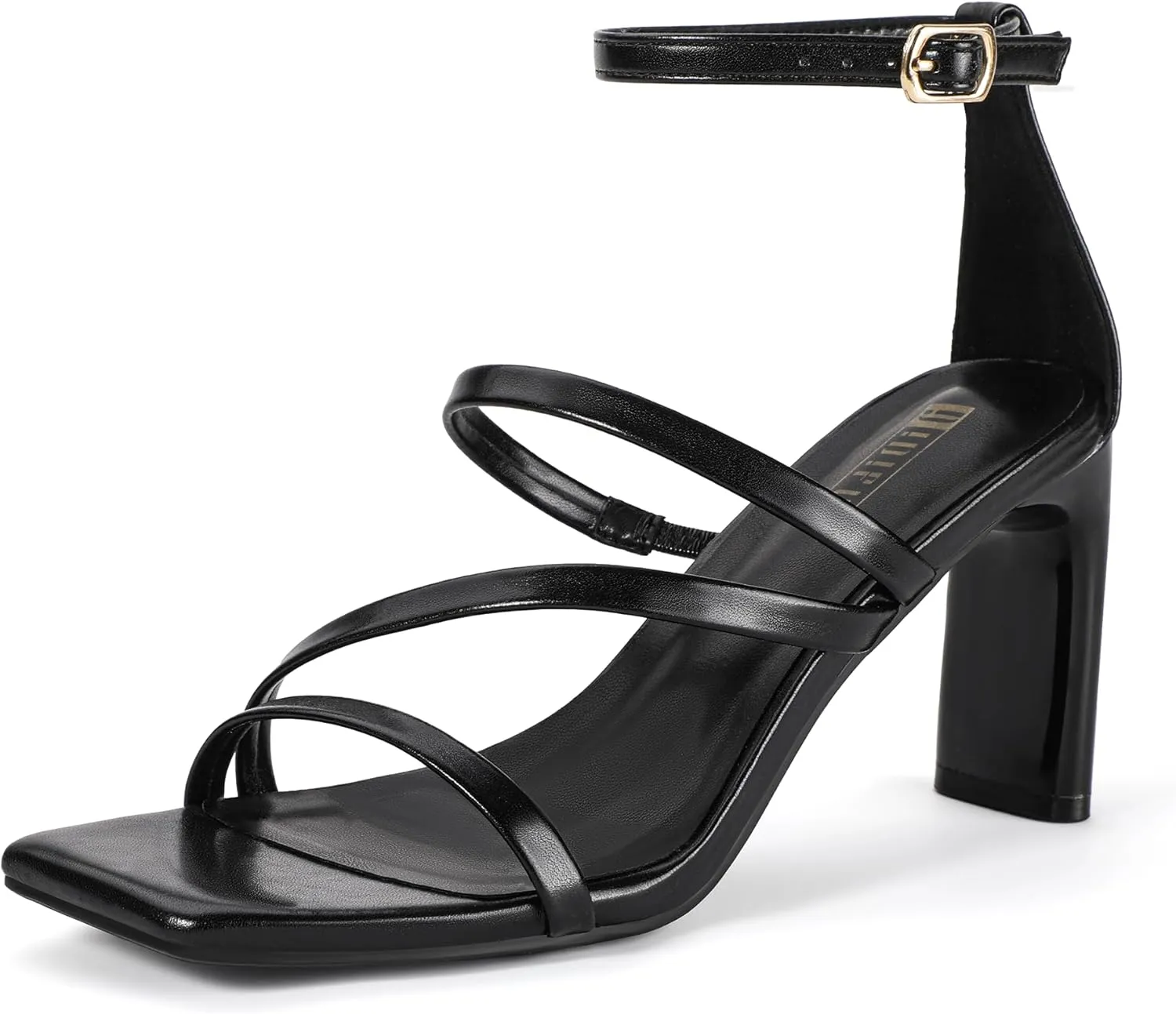 IDIFU IN3 Strappy Heels for Women Low Chunky Block Square Open Toe Heeled Sandals Wedding Bridal Bride Prom Party Dress Shoes Comfortable Dressy Formal Cute Ankle Strap Thick Heels