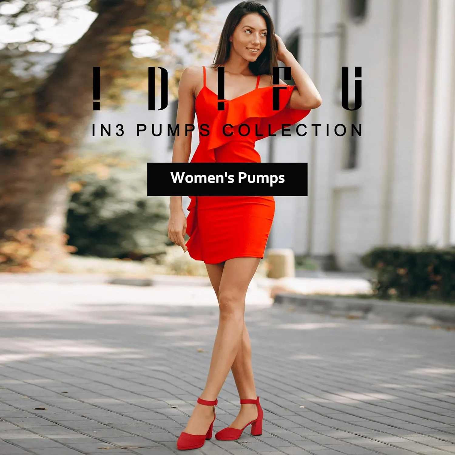 IDIFU IN3 Women's Chunky Block Heels Dress Shoes for Women - Dressy Wedding Bridal Prom Shoes - Pointed Toe Ankle Strap Comfortable Short Thick Heels