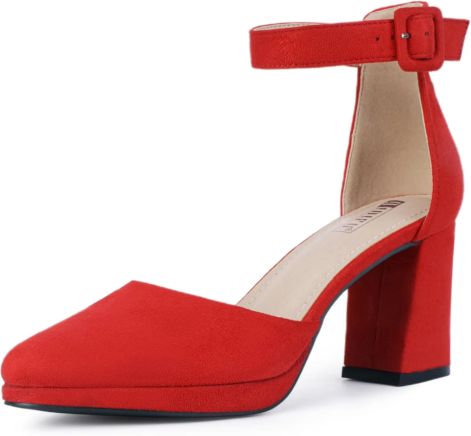 IDIFU IN3 Women's Chunky Block Heels Dress Shoes for Women - Dressy Wedding Bridal Prom Shoes - Pointed Toe Ankle Strap Comfortable Short Thick Heels