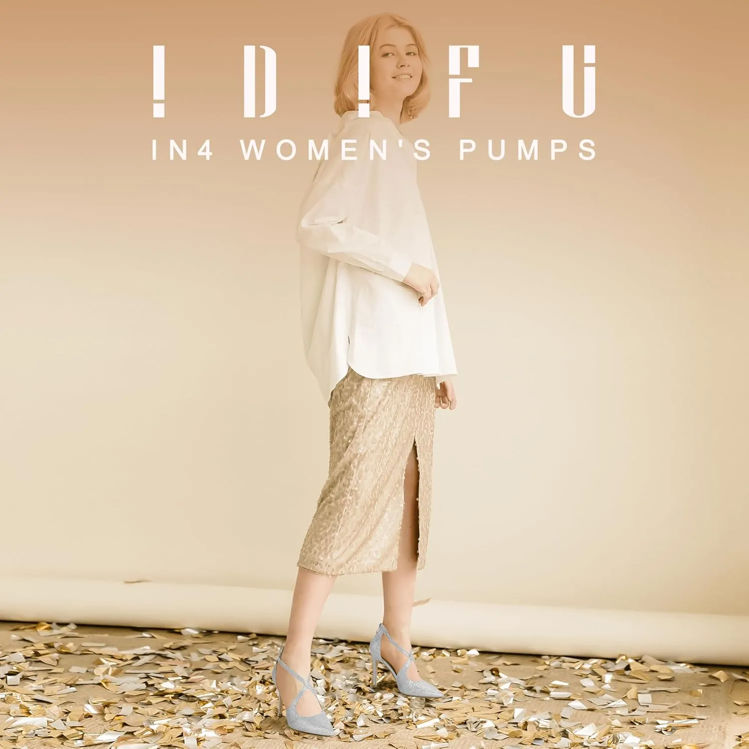 IDIFU IN4 Women's Pumps Closed Toe Stiletto Heels Strappy Wedding Bridal Office Homecoming Work Prom Dress Shoes Bride Comfortable Dressy Formal Pointed Toe Zip