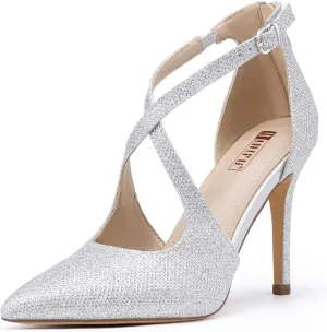 IDIFU IN4 Women's Pumps Closed Toe Stiletto Heels Strappy Wedding Bridal Office Homecoming Work Prom Dress Shoes Bride Comfortable Dressy Formal Pointed Toe Zip