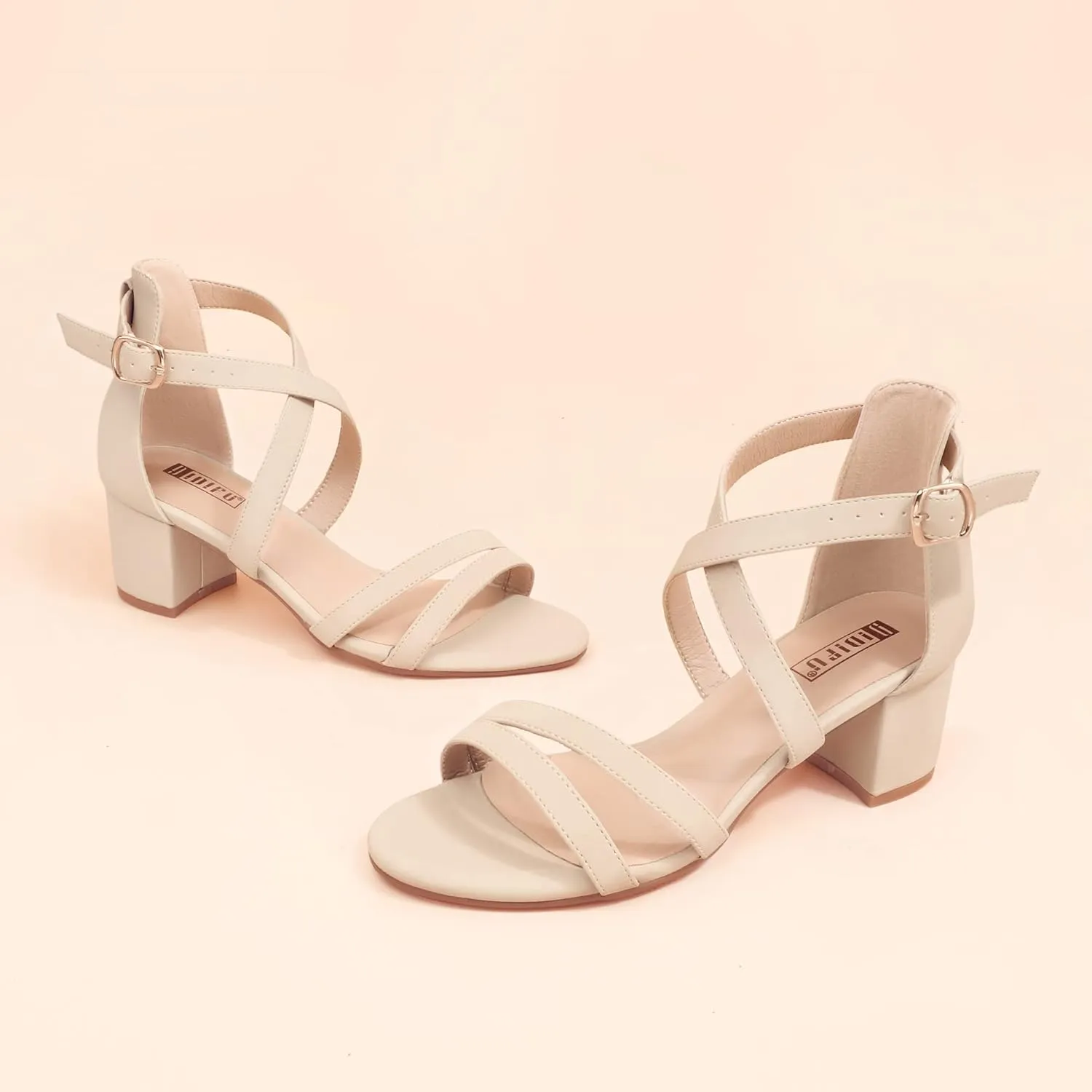 IDIFU Women's Block Low Chunky Heel Strappy Sandals Open Toe Ankle Strap Dress Wedding Evening Shoe for Women Bridal