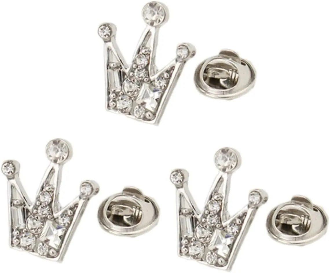 IMIKEYA 6 Pack Unisex Retro Crown Brooches for Women Silver Collar Buckle Shirt Clip for Party Corsage, 2.10X1.80X1.00CM, Metal, alloy