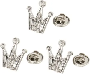IMIKEYA 6 Pack Unisex Retro Crown Brooches for Women Silver Collar Buckle Shirt Clip for Party Corsage, 2.10X1.80X1.00CM, Metal, alloy