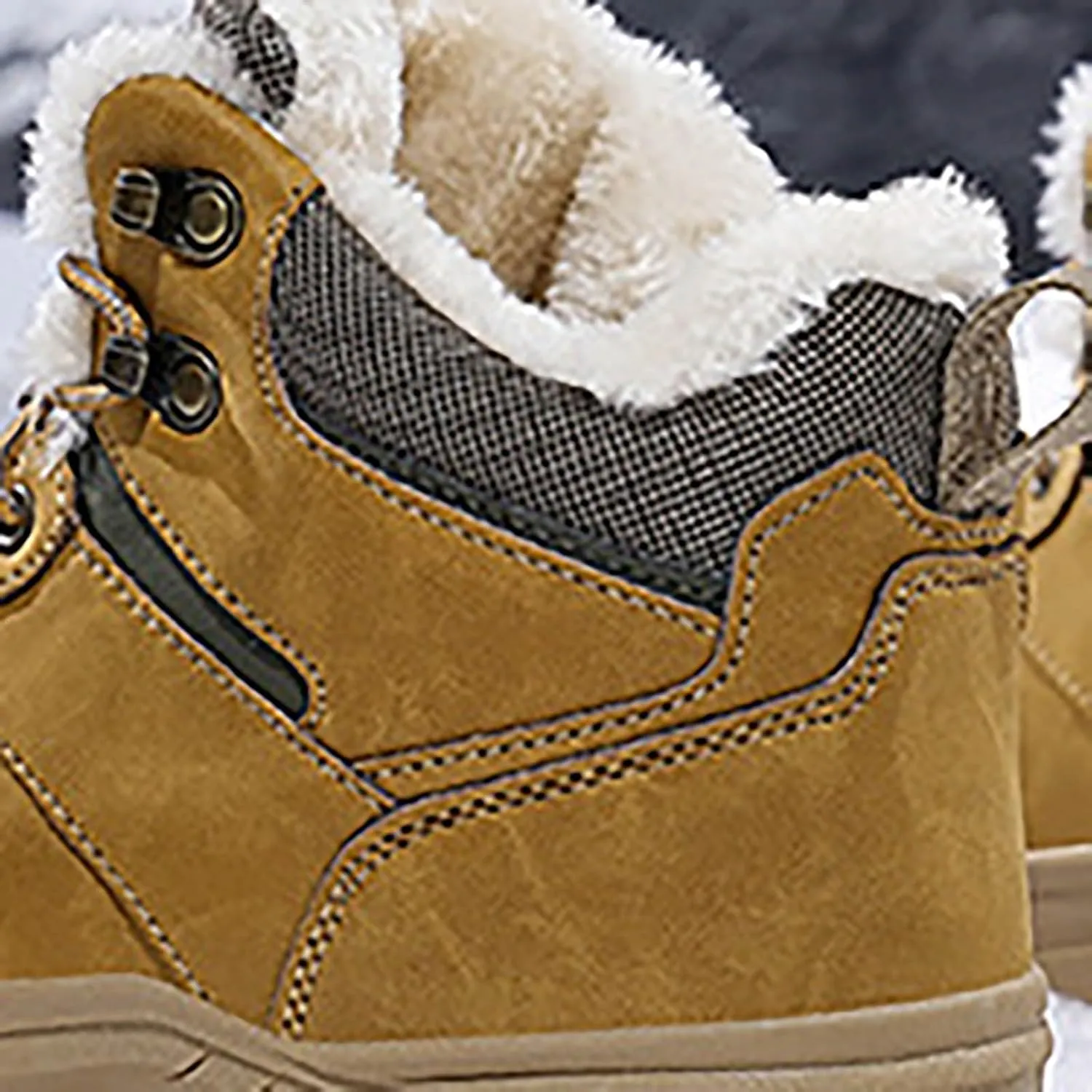 Insulated Hiking Boots Men aterproof Non-Slip Plush Lined Snow Shoes For Women Slip On Casual Shoes