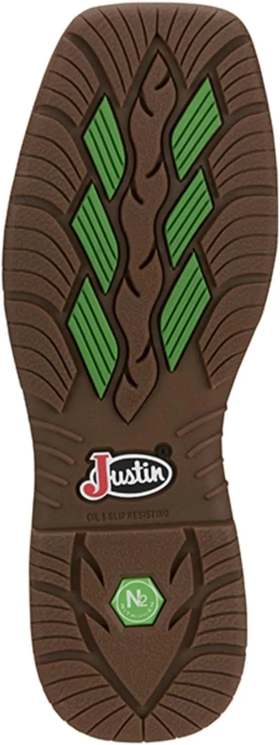 Justin NiTread 11 Composite Toe Boots for Men - Commander Collection - Square Toe Full-Grain Leather Mens Work Boots with Comfort Footbed and Oil & Slip-Resistant Outsole