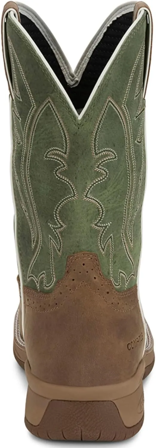 Justin NiTread 11 Composite Toe Boots for Men - Commander Collection - Square Toe Full-Grain Leather Mens Work Boots with Comfort Footbed and Oil & Slip-Resistant Outsole