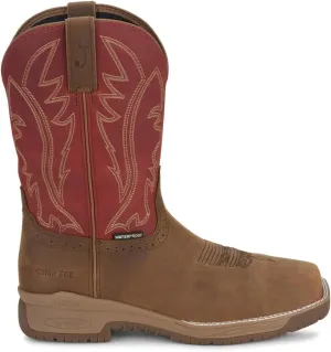 Justin NiTread 11 Composite Toe Boots for Men - Commander Collection - Square Toe Full-Grain Leather Mens Work Boots with Comfort Footbed and Oil & Slip-Resistant Outsole