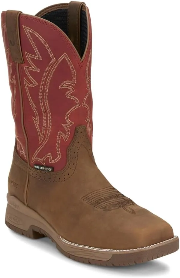 Justin NiTread 11 Composite Toe Boots for Men - Commander Collection - Square Toe Full-Grain Leather Mens Work Boots with Comfort Footbed and Oil & Slip-Resistant Outsole