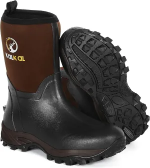 Kalkal Rubber Boots for Men, Waterproof Mid Calf Mens Rubber Rain Boots with 6mm Neoprene, Insulated Work Mud Boots for Men Working Farming Fishing, Size 5-14