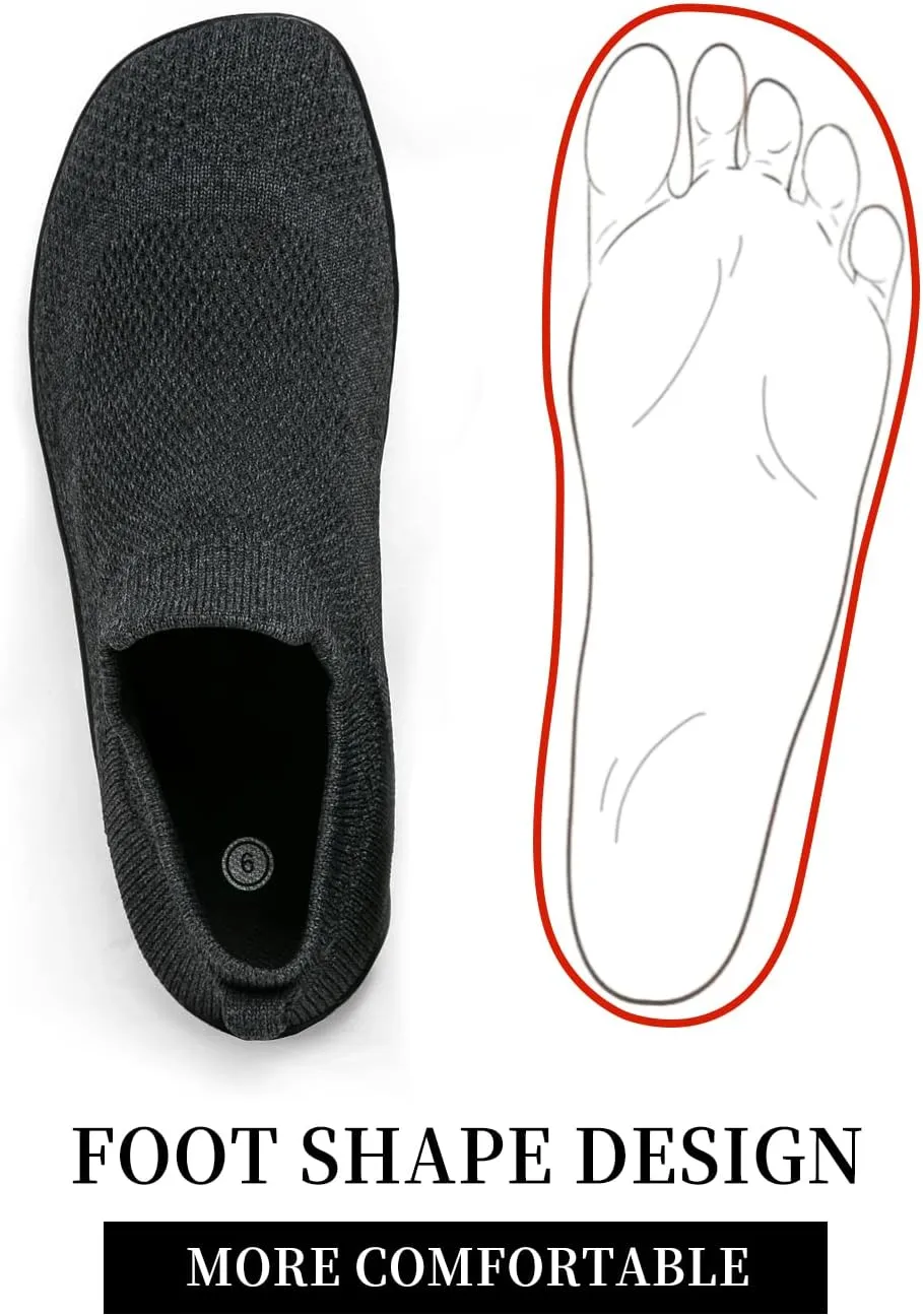 KBZone Womens Slip on Minimalist Barefoot Sock Shoes for Women Comfortable Foot Shape Walking Shoes