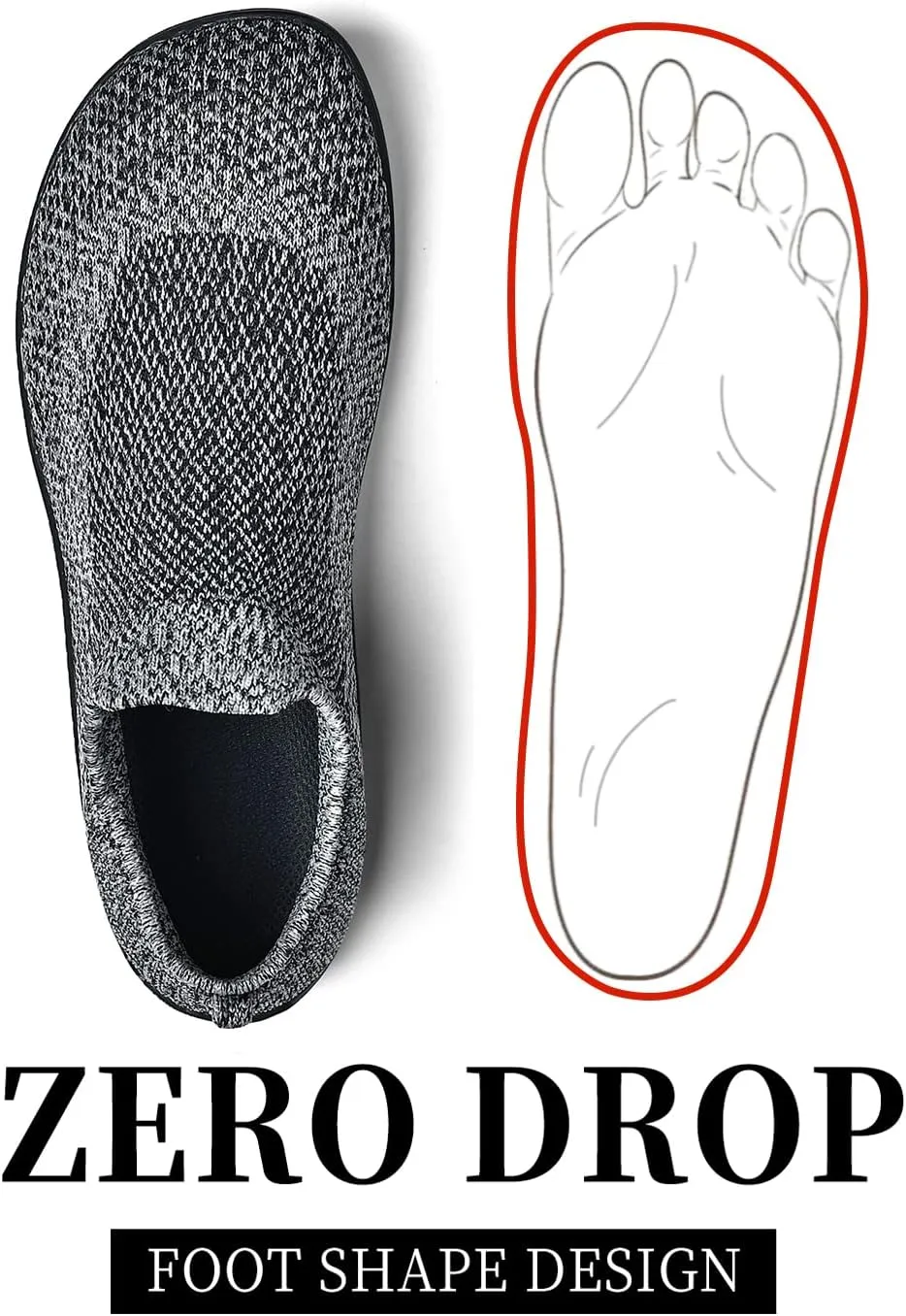 KBZone Womens Slip on Minimalist Barefoot Sock Shoes for Women Comfortable Foot Shape Walking Shoes