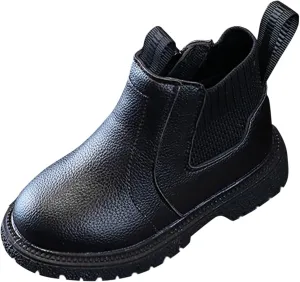 Kids Girls Ankle Bootie with Side Zipper Dress Boot Youth Toddler Waterproof Outdoor Fall Booties Leather Shoes