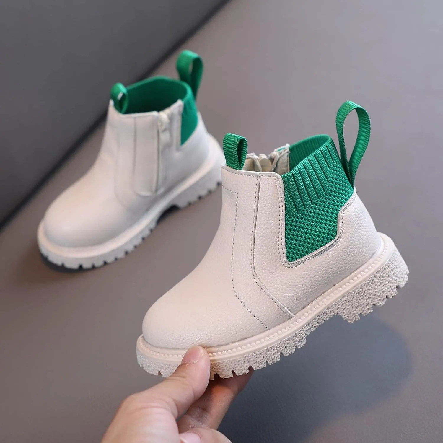 Kids Girls Ankle Bootie with Side Zipper Dress Boot Youth Toddler Waterproof Outdoor Winter Booties Leather Shoes