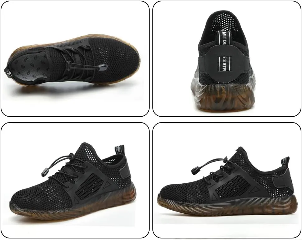 KINOW Men Steel Toe Safety Work Shoes Slip Resistant Construction Sneakers for Women
