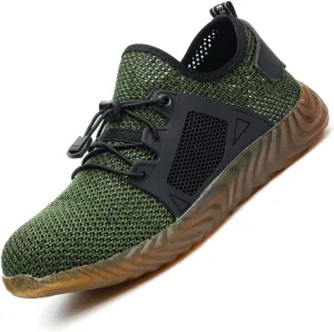KINOW Men Steel Toe Safety Work Shoes Slip Resistant Construction Sneakers for Women