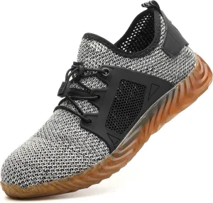 KINOW Men Steel Toe Safety Work Shoes Slip Resistant Construction Sneakers for Women