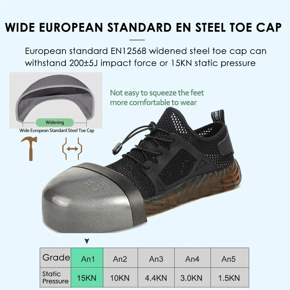 KINOW Men Steel Toe Safety Work Shoes Slip Resistant Construction Sneakers for Women