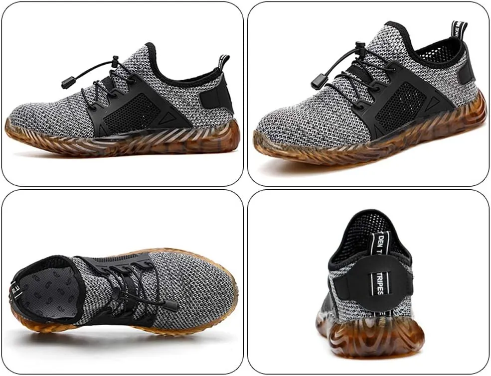 KINOW Men Steel Toe Safety Work Shoes Slip Resistant Construction Sneakers for Women