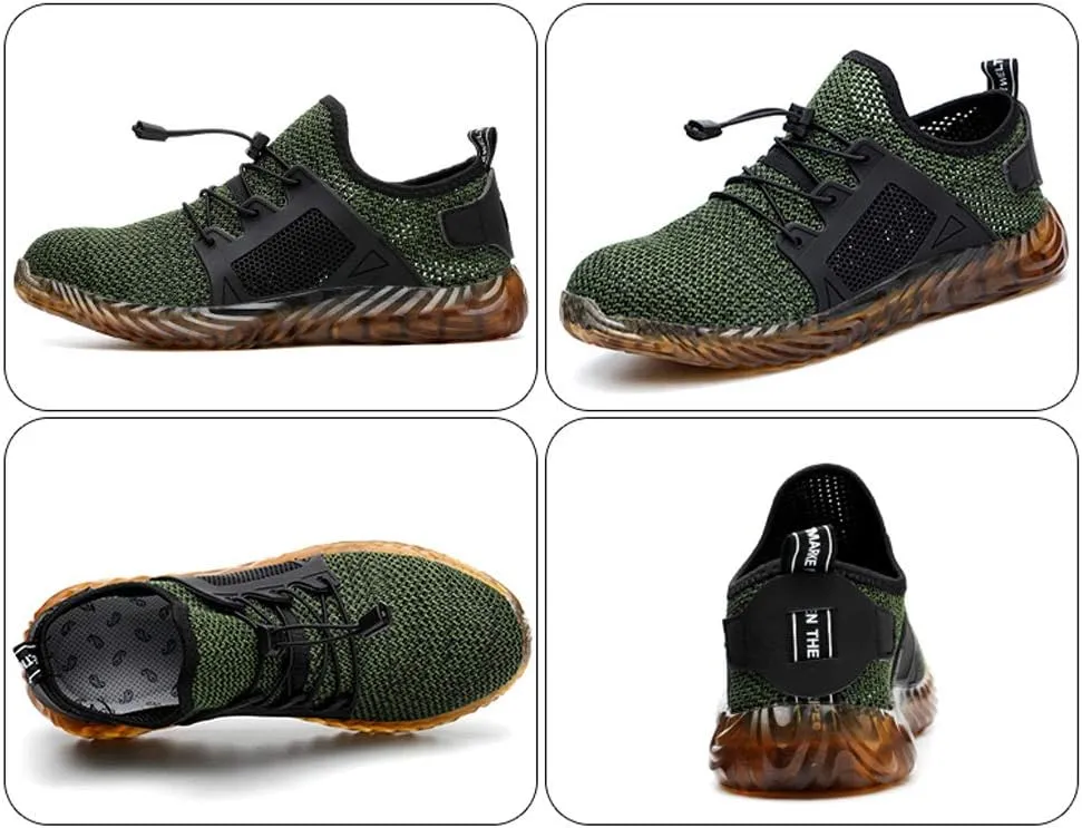 KINOW Men Steel Toe Safety Work Shoes Slip Resistant Construction Sneakers for Women