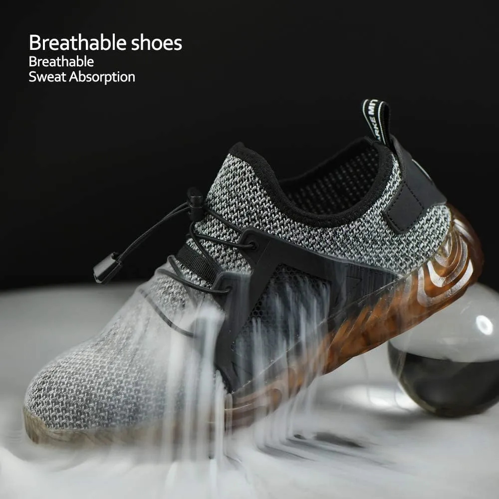 KINOW Men Steel Toe Safety Work Shoes Slip Resistant Construction Sneakers for Women