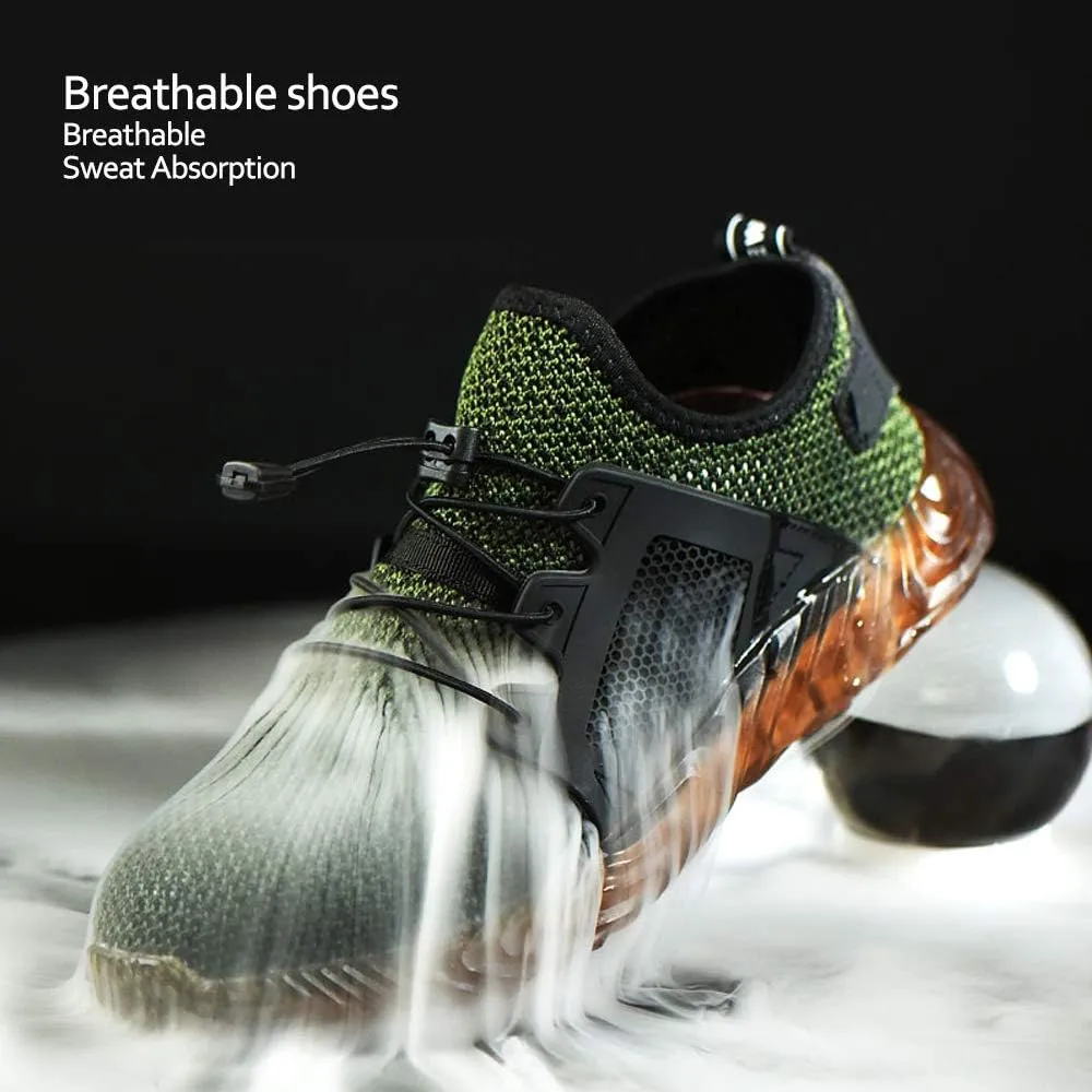 KINOW Men Steel Toe Safety Work Shoes Slip Resistant Construction Sneakers for Women