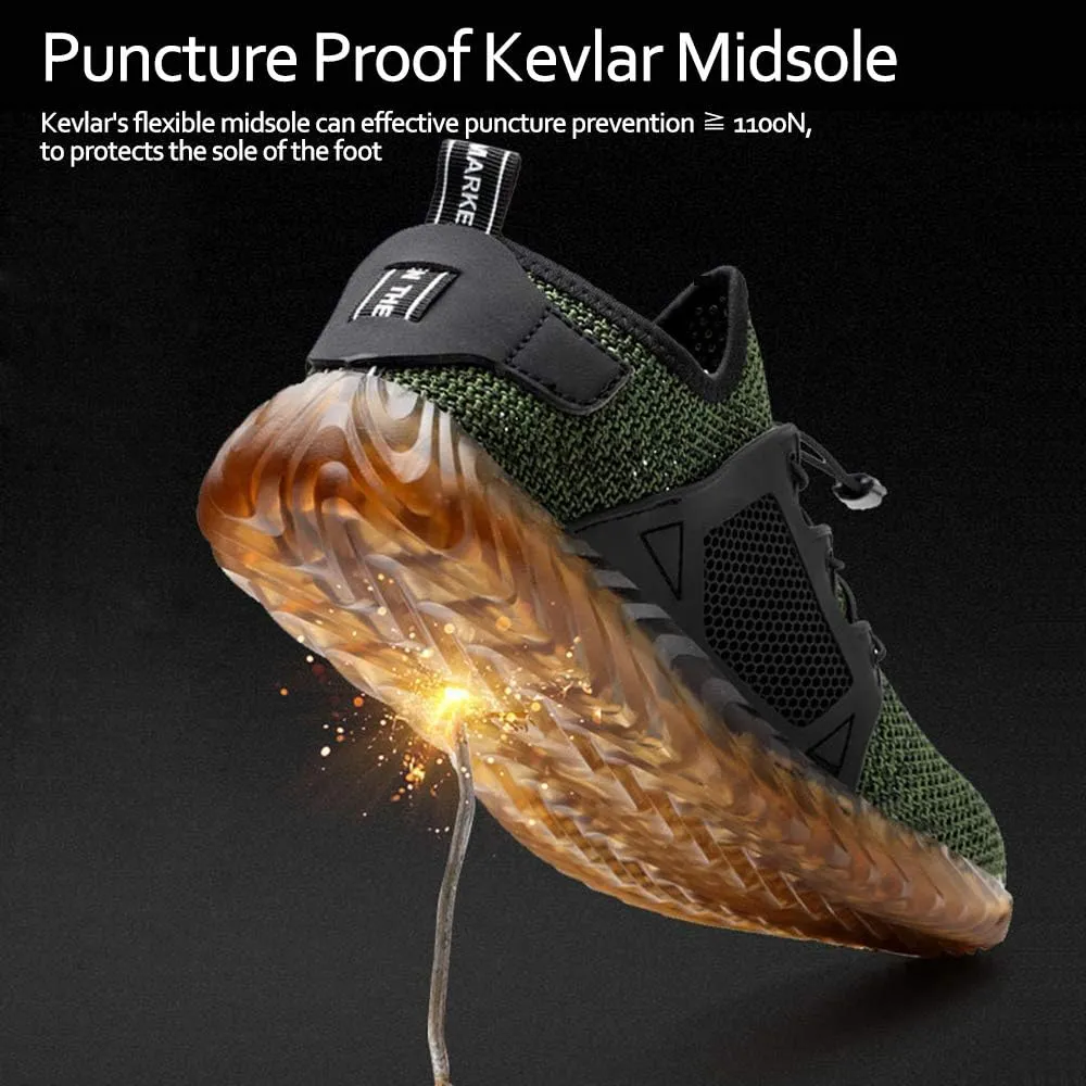 KINOW Men Steel Toe Safety Work Shoes Slip Resistant Construction Sneakers for Women