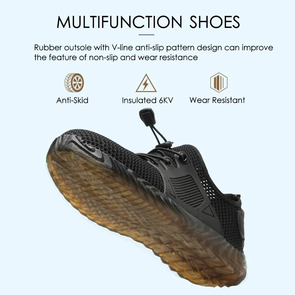 KINOW Men Steel Toe Safety Work Shoes Slip Resistant Construction Sneakers for Women