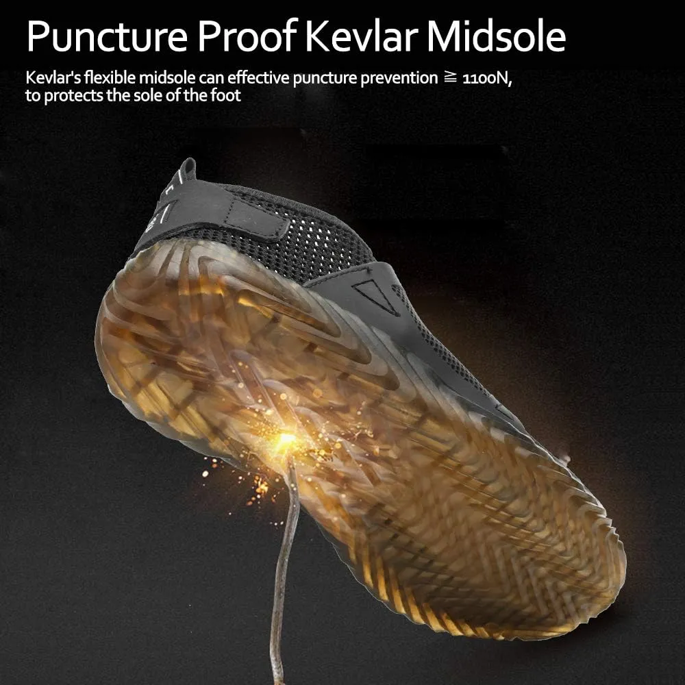 KINOW Men Steel Toe Safety Work Shoes Slip Resistant Construction Sneakers for Women