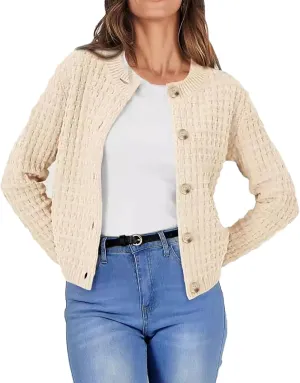 Knit Cardigan Sweaters for Women Casual Long Sleeve Button Tops Fashion Solid Color Open Front Blouse Fall Outfits
