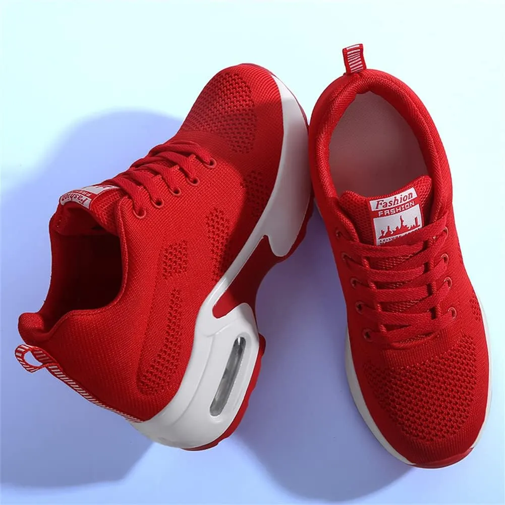 Ladies Jazz Shoes Lace Up Mesh Sneakers - Breathable Cushion Ladies Split Sole Sports Walking Dance Shoes Thick Sole