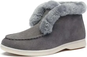 Ladmiple Boots For Women 2024 Ankle Booties Warm Fur Lined Winter Snow Boots Outdoor Slip On Comfort Fashion Short Booties