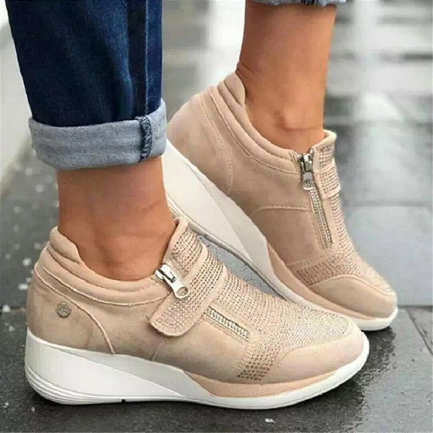 Ladmiple Shoes For Women Sneakers Slip Ons Walking Shoes Non Slip Running Shoes Fashion Comfort Platform Tennis Shoes