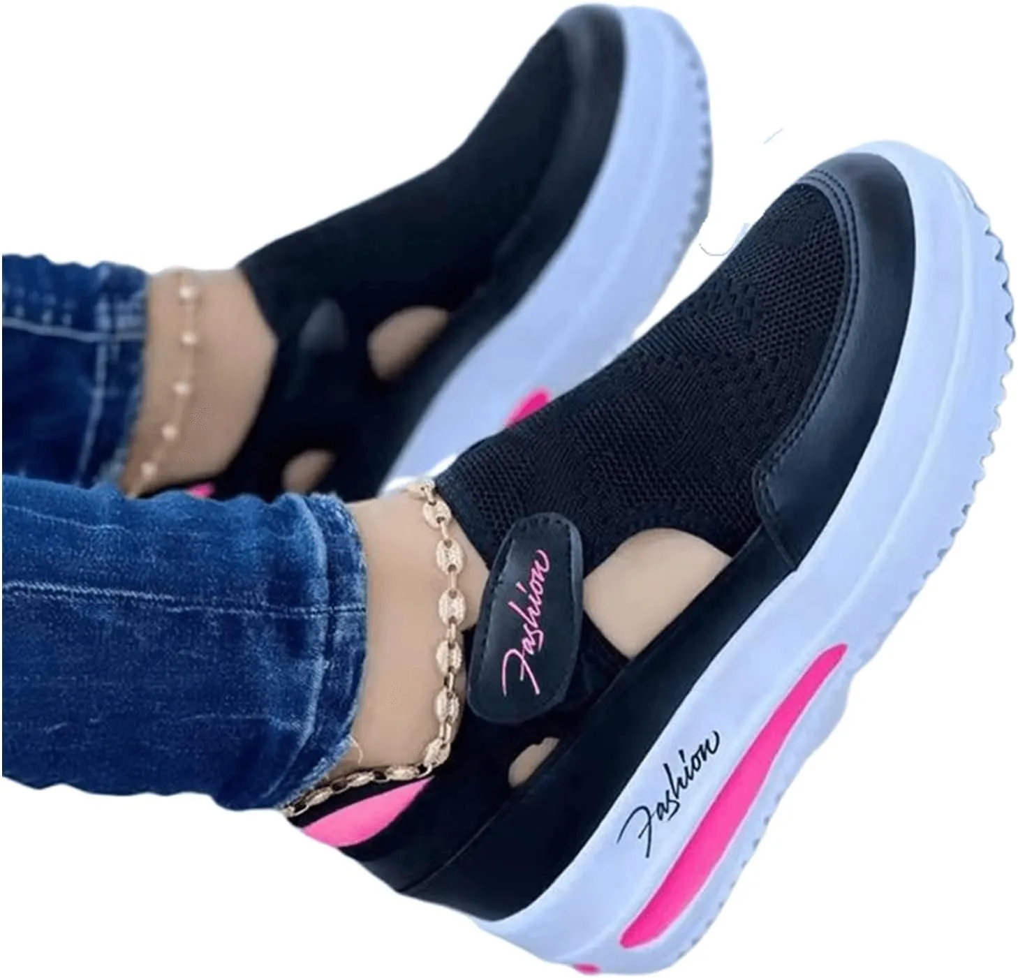 Ladmiple Shoes For Women Sneakers Trendy Low Top Lace Up Fashion Dressy Casual Summer Slip On Platform Walking Shoes