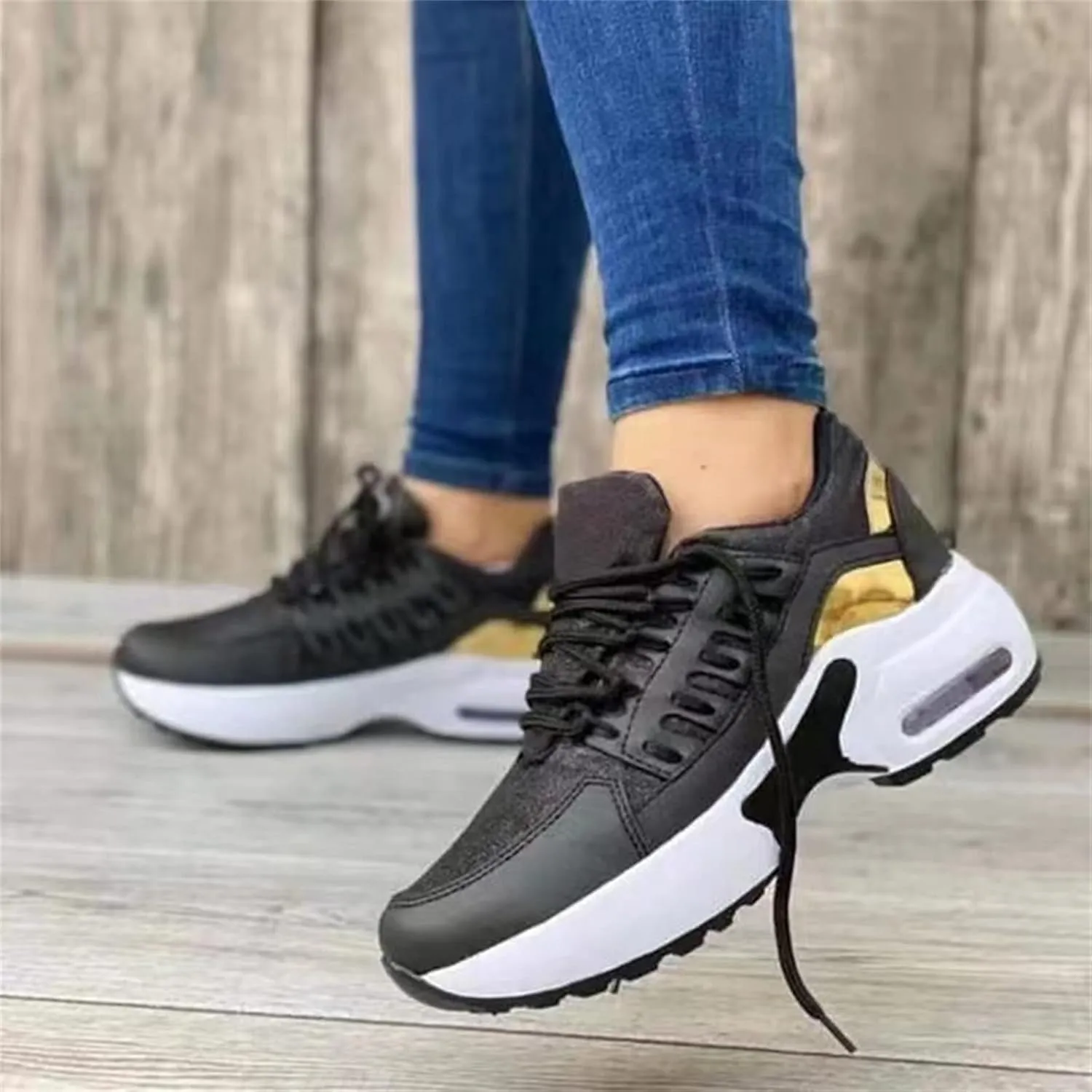 Ladmiple Shoes For Women Sneakers Trendy Low Top Lace Up Fashion Dressy Casual Summer Slip On Platform Walking Shoes