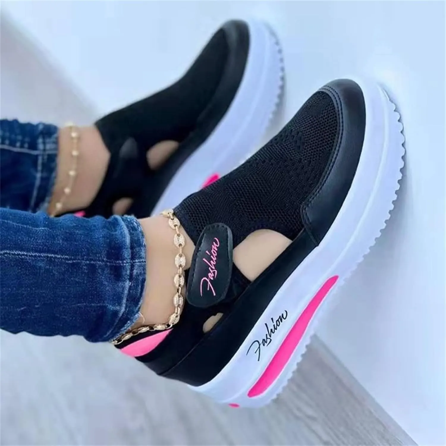 Ladmiple Shoes For Women Sneakers Trendy Low Top Lace Up Fashion Dressy Casual Summer Slip On Platform Walking Shoes