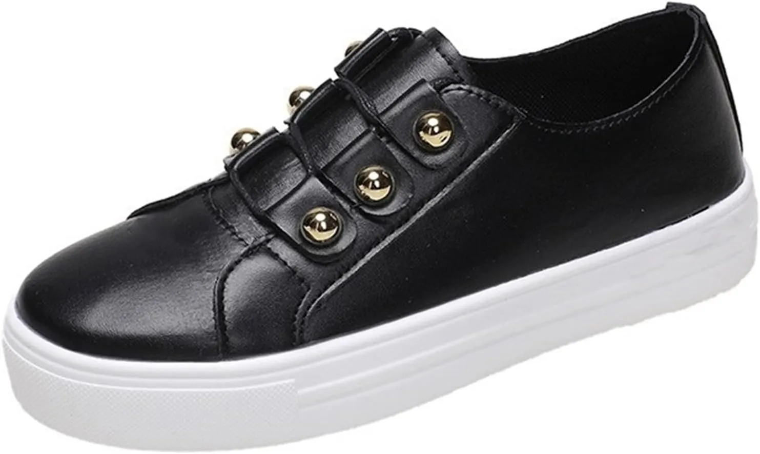 Ladmiple Sneakers For Women Slip On Wide Width Casual Leather Walking Shoes Dressy Casual Summer Lace Up Platform Loafer