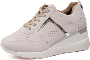 Ladmiple Sneakers For Women Walking Shoes Comfortable Casual Lace Up Dressy Summer Fashion Slip On Platform Flats Loafer